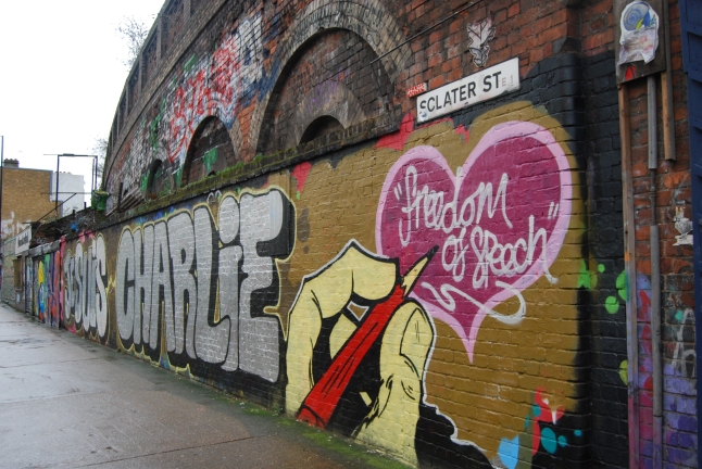 #JuSuisCharlie graffiti Shoreditch, London